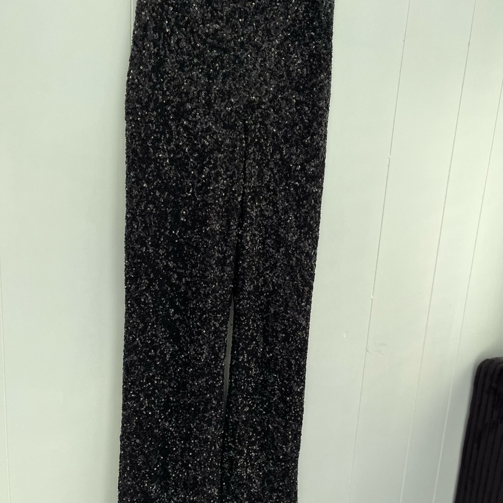 NEW Express Black Sequin Women's High Rise Trouser Pants Size XS - Picture 7 of 12